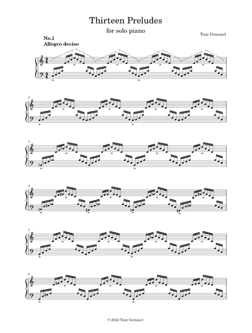 Thirteen Preludes for solo piano
