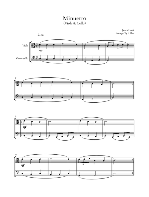 Minuetto (Arr. Phee) - James Hook (Instrumental Duet)