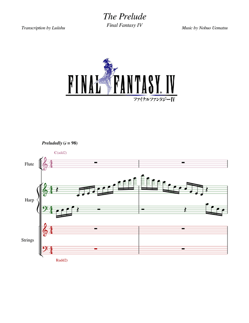 The Prelude Final Fantasy IV (Transcription Plus) Sheet Music for