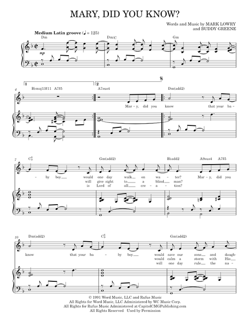 Mary did you know - Kathy Mattea (Piano Vocal)