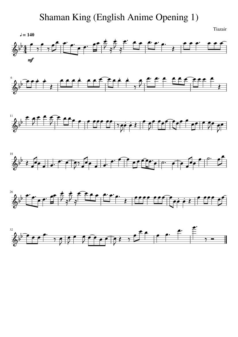 Shaman King (English Anime Opening 1) Alto Sax Sheet music for Saxophone  alto (Solo) 