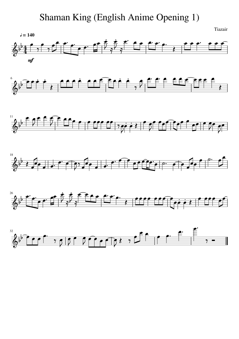 Shaman King (English Anime Opening 1) Alto Sax Sheet music for Saxophone alto (Solo) Shaman King (English Anime Opening 1) Alto Sax Sheet music for Saxophone alto (Solo)