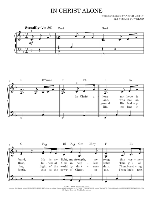 In Christ Alone - Newsboys (Easy Piano)