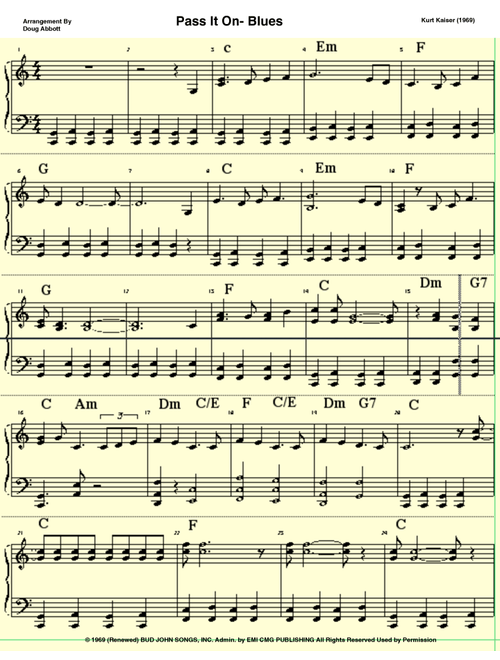 Pass It On (Arr. Doug Abbott) - Kurt Kaiser (Piano-Vocal-Guitar (Piano Accompaniment))