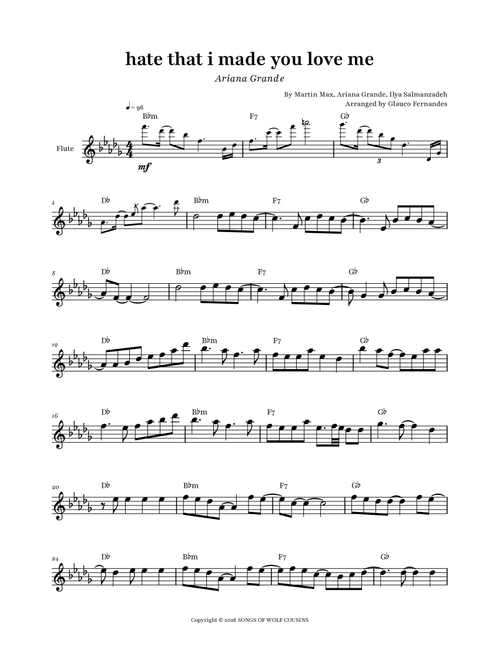 Hate That I Made You Love Me (Arr. Glauco Fernandes) - Ariana Grande, Martin Max, Ilya Salmanzadeh (Flute Solo)