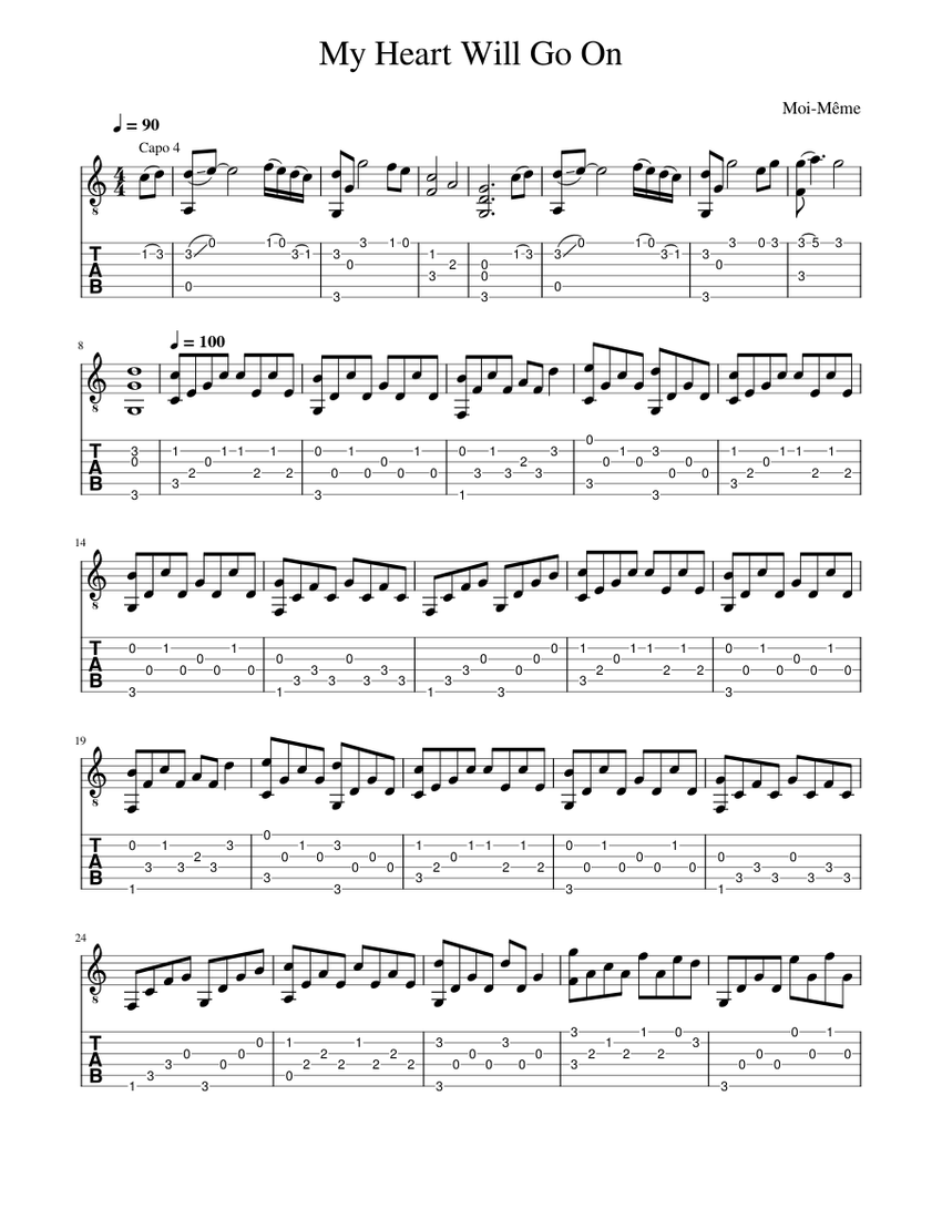 My heart will go on Celine Dion Sheet music for Guitar Solo Musescore