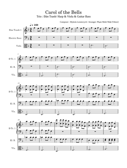 Carol of the Bells Trio Đàn Tranh/ Harp & Viola & Electric Bass – phamminhnhat0