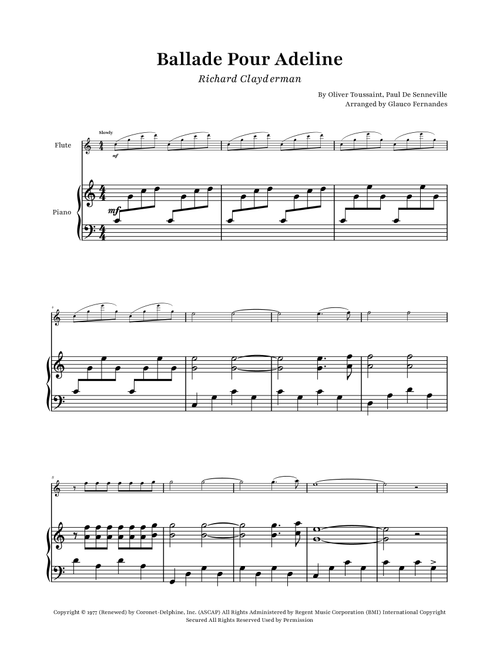 Ballade Pour Adeline (Arr. Glauco Fernandes) - Richard Clayderman (Flute and Piano)