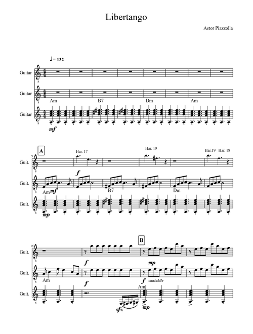 Libertango for 3 Guitars