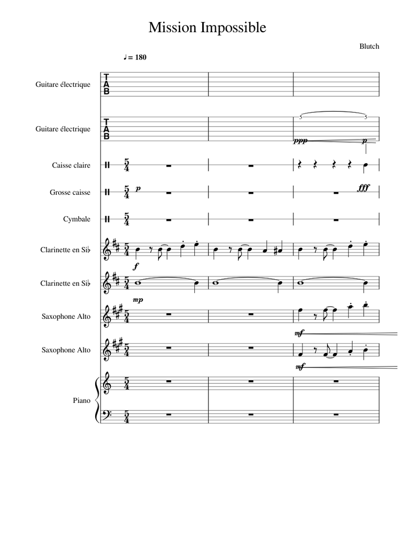 Mission Impossible Sheet music for Piano, in bflat, Saxophone