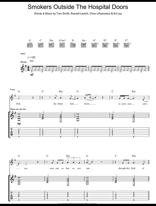 Smokers Outside The Hospital Doors - Editors (Guitar Tab)