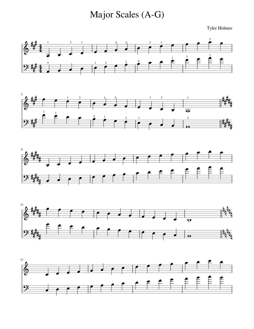 Major Scales (A-G) Sheet Music for Piano (Solo) | MuseScore.com