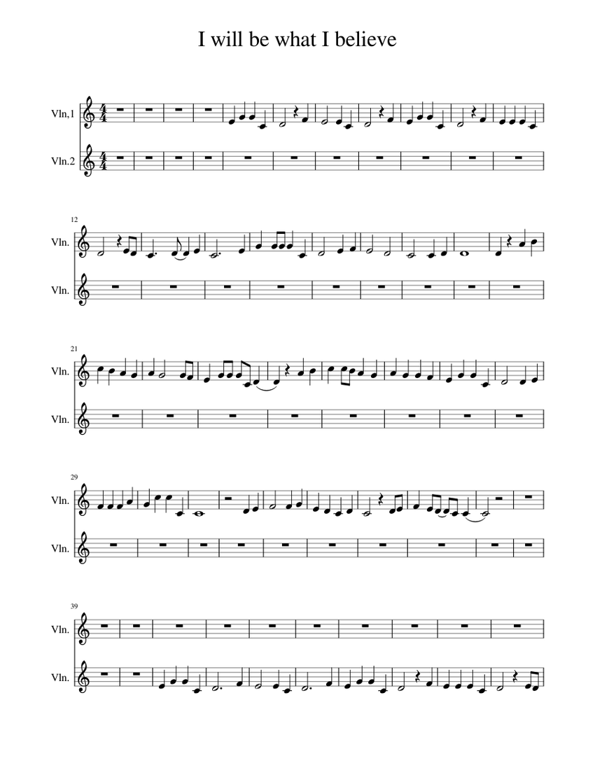 I will be what I believe Sheet music for Piano, Violin (Mixed Trio 