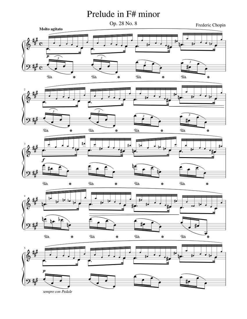 Chopin - Prelude No. 8 in F# minor (Op. 28) Sheet music for