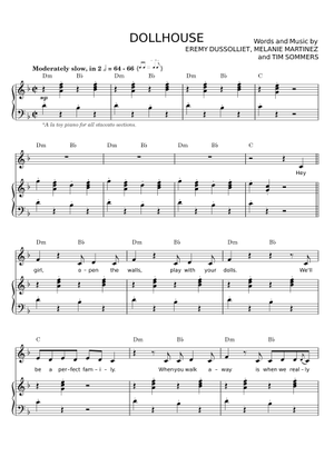 Dollhouse - Melanie Martinez Sheet Music with Chords for Piano