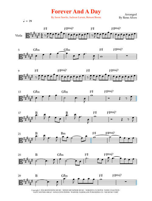 Forever And A Day (Arr. Rene Alves) - Benson Boone, Jason Suwito, Jackson Larsen (Viola Solo)