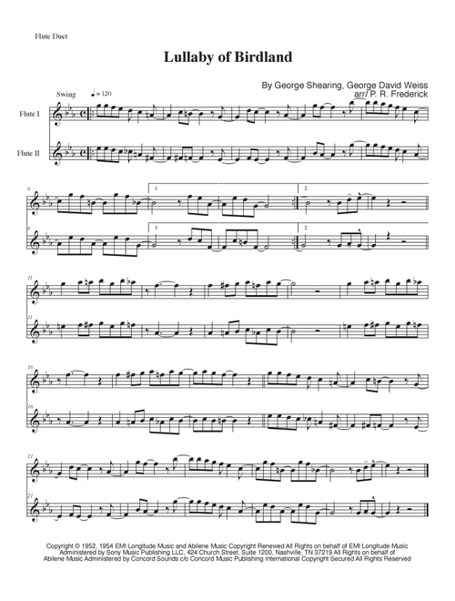 Lullaby Of Birdland (Arr. P. R. Frederick) - Ella Fitzgerald (Flute Duet)