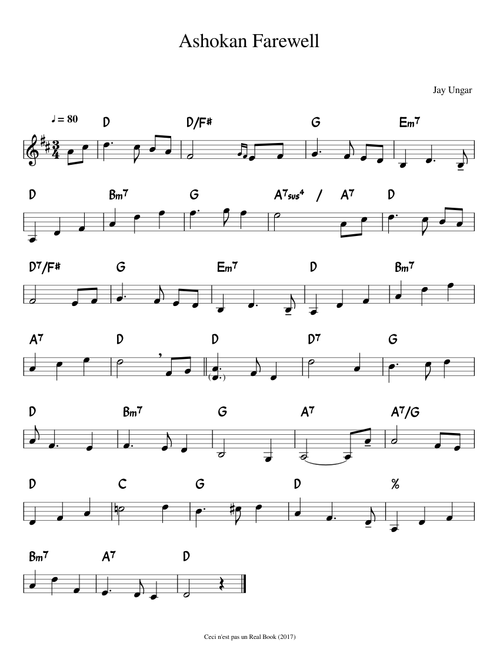 Ashokan Farewell (Lead Sheet)