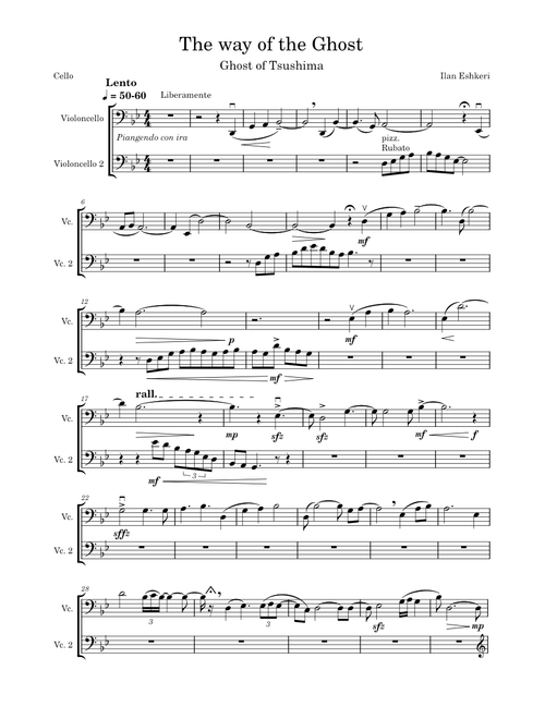 Ghost of Tsushima Main Theme | The Way of the Ghost – Eshkeri, Ilan and Shigeru Umebayashi The way of the Ghost for two cellos