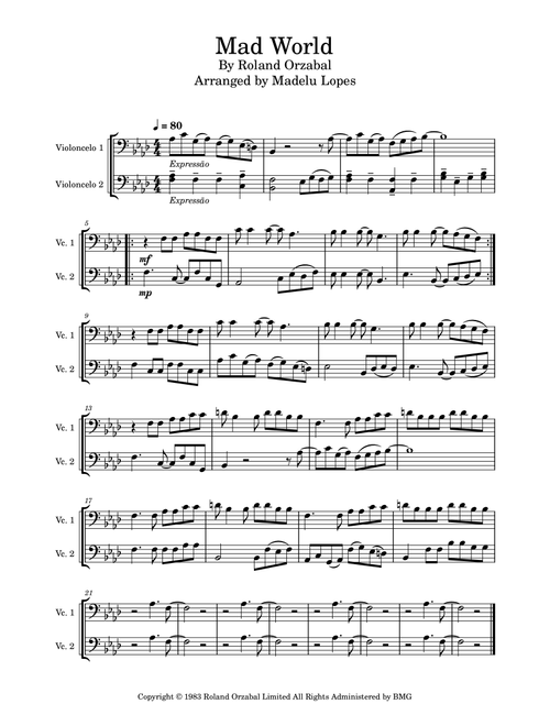 Mad World (Arr. Madelu Lopes) - Adam Lambert (Cello Duet)