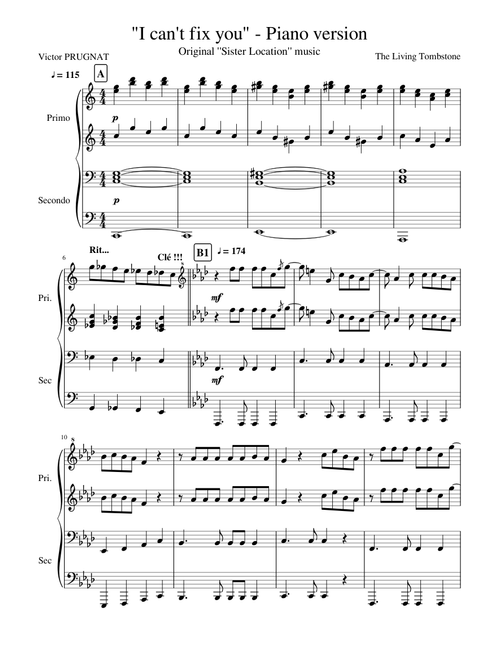 I can t fix you Piano version