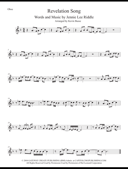 Revelation Song (Arr. Kevin Busse) - Jennie Lee Riddle (Oboe Solo)