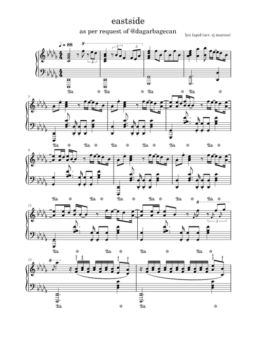 Lyn Lapid | Eastside (arr. EJ Marcos)