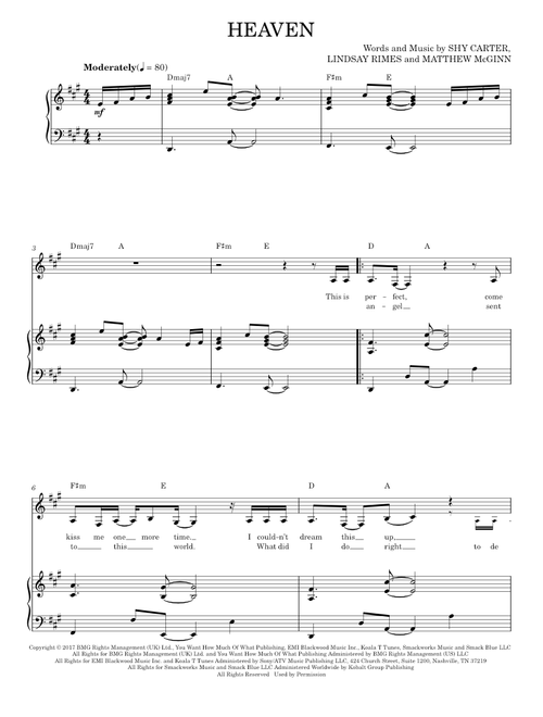 Heaven - Kane Brown (Piano Vocal)
