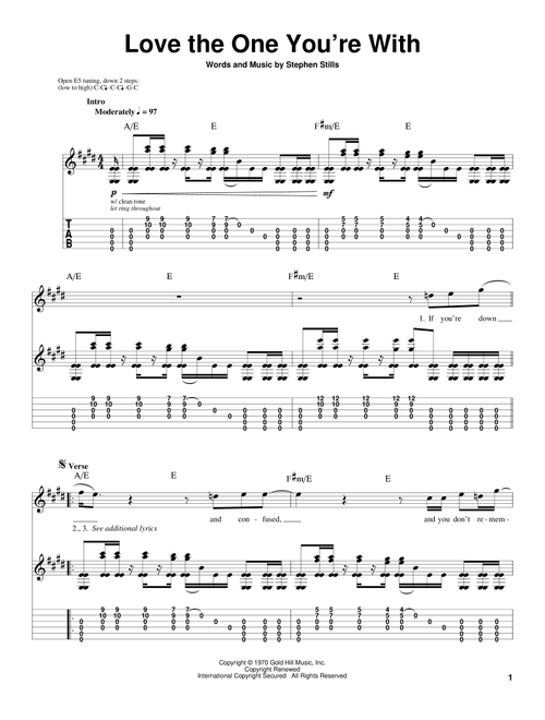 Love The One You're With - Crosby Stills & Nash, The Isley Brothers (Guitar Tab Play-Along)