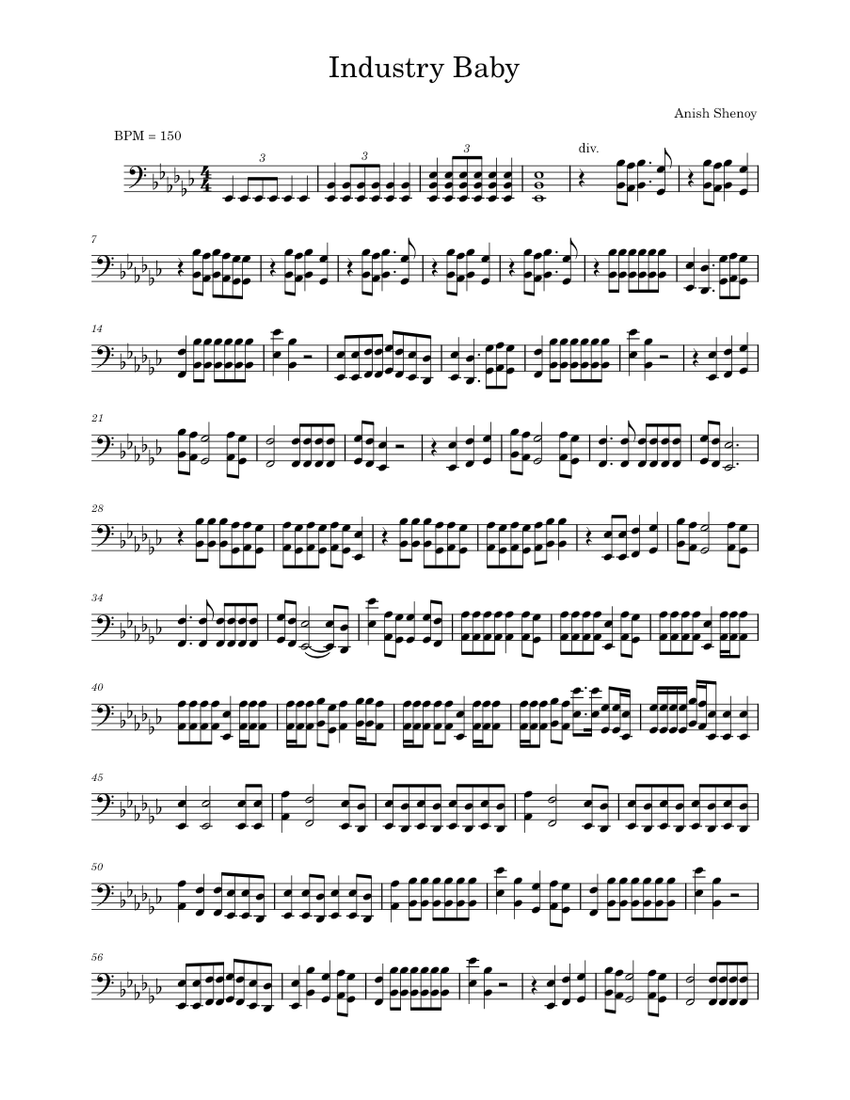 Industry Baby Lil Nas X Industry Baby Sheet music for Piano (String