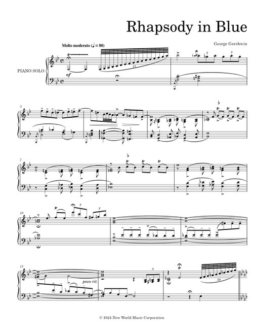 Rhapsody in Blue - Piano Solo (1924)