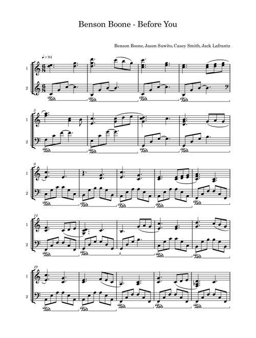 Before You (Arr. Sylvain Harvus) - Benson Boone (Piano Solo)