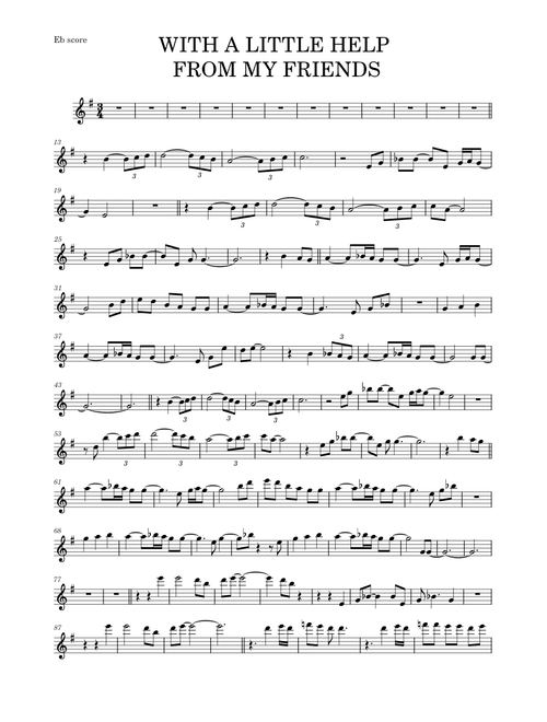 WITH A LITTLE HELP FROM MY FRIENDS (Alto Sax)