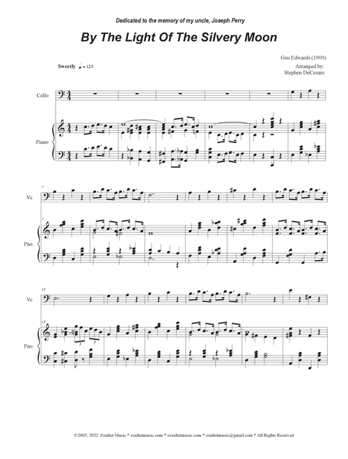By The Light Of The Silvery Moon (Cello solo and Piano) (Arr. Stephen DeCesare) (Cello and Piano)