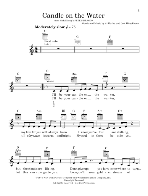 Candle On The Water (from Pete's Dragon) - Helen Reddy (Ukulele)