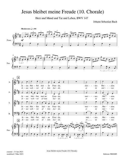 Cantate 10 Jesus bleibet meine Freude - Herz und Mund und Tat und Leben, BWV 147 - – Johann Sebastian Bach