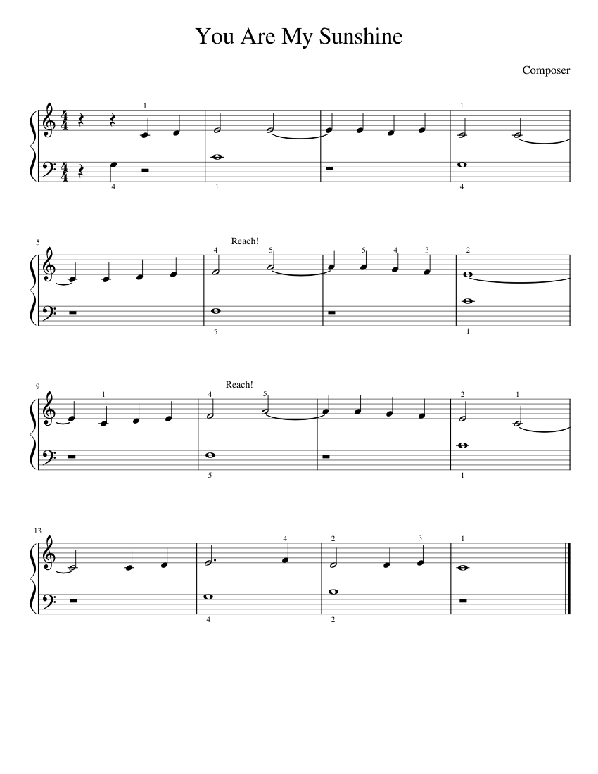 You Are My Sunshine Sheet Music for Piano (Solo) easy | MuseScore.com
