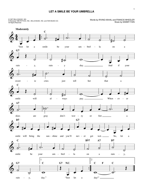 Let A Smile Be Your Umbrella - Francis Wheeler (Easy Lead Sheet - Fake Book)