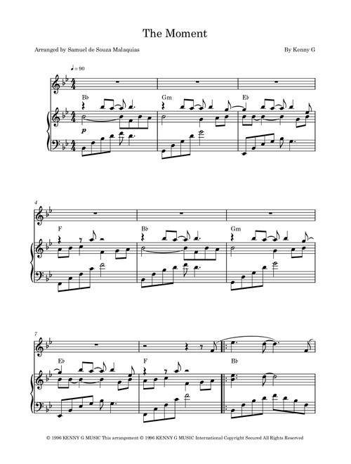 The Moment (Arr. SAMUEL DE SOUZA MALAQUIAS) - Kenny G (Soprano Sax and Piano)