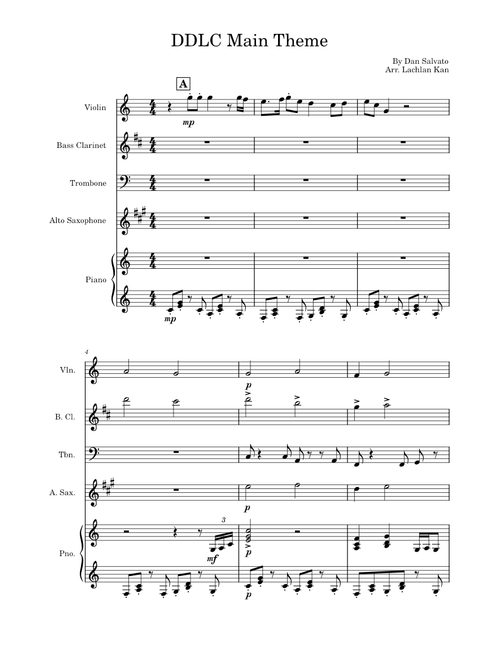 DDLC Main Theme Arranged for Mixed Quintet