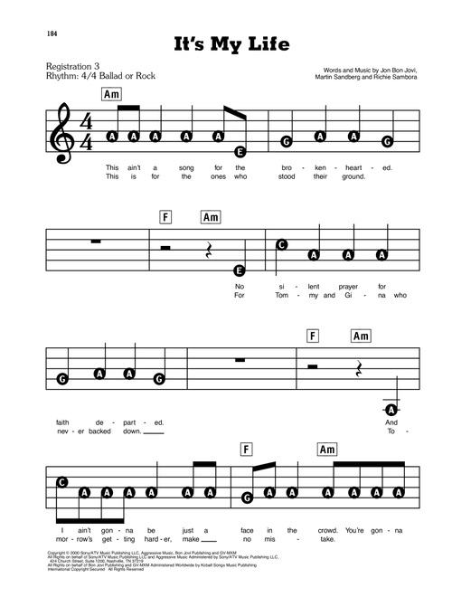It's My Life - Bon Jovi (E-Z Play Today)