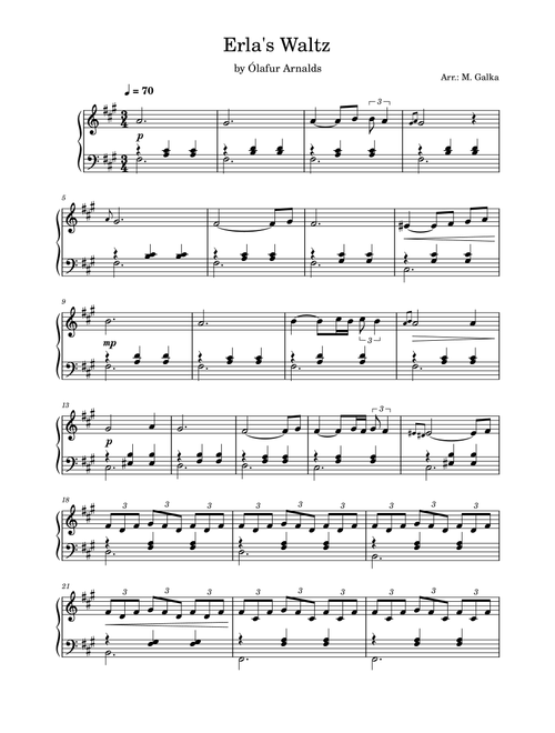 Erla's Waltz (Arr. Magdalena Galka) - Ólafur Arnalds (Piano Solo)