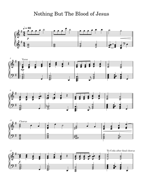 Nothing but the blood of Jesus – Robert Lowry - Solo Piano Hymn