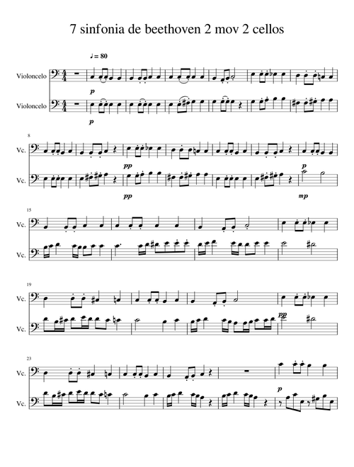 7 sinfonia de beethoven 2 mov 2 cellos