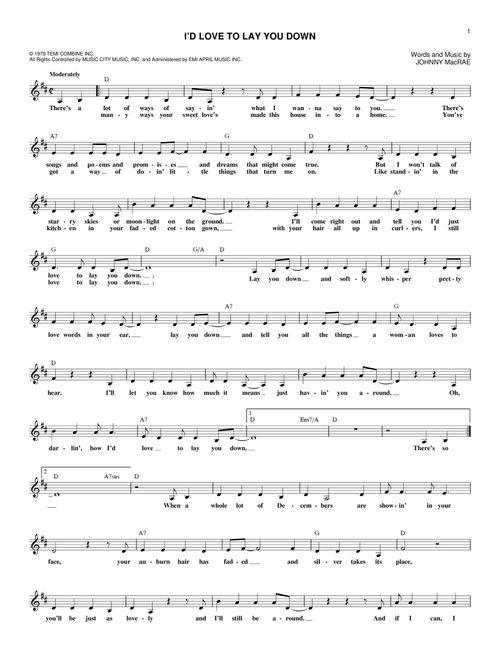I'd Love To Lay You Down - Conway Twitty (Lead Sheet - Fake Book)