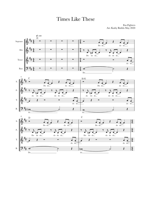 Times Like These (Arr. Kathy Hurrell) - Foo Fighters (Choral, SATB)