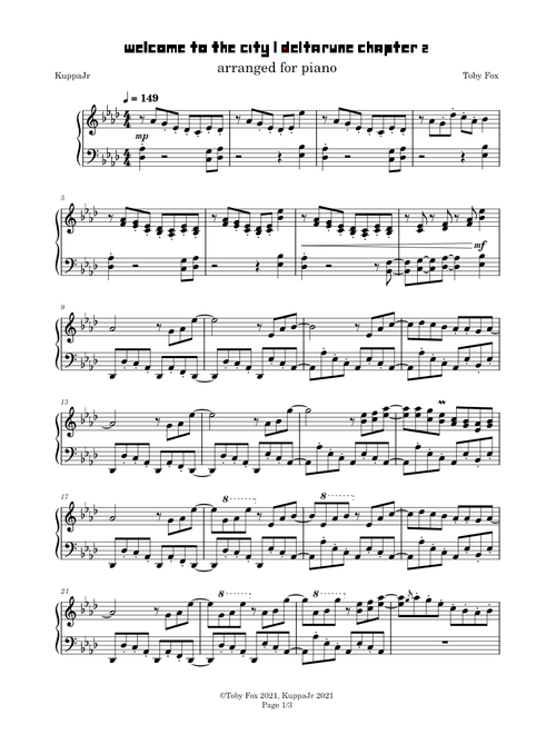 WELCOME TO THE CITY | Deltarune Chapter 2 (Piano Arrangement)