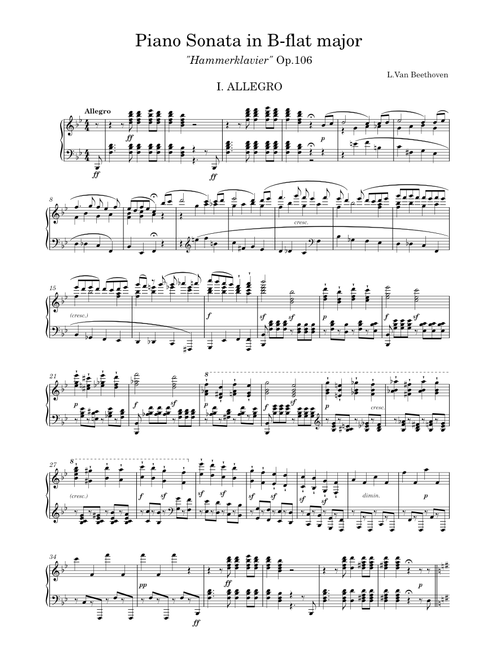 Piano Sonata No.29 in B-flat major "Hammerklavier" (Op.106) – Ludwig van Beethoven