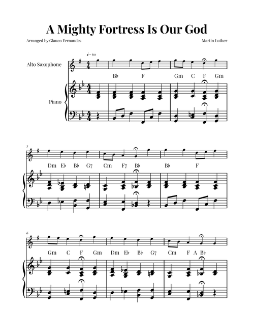 A Mighty Fortress Is Our God (Arr. Glauco Fernandes) - Martin Luther (Alto Sax and Piano)