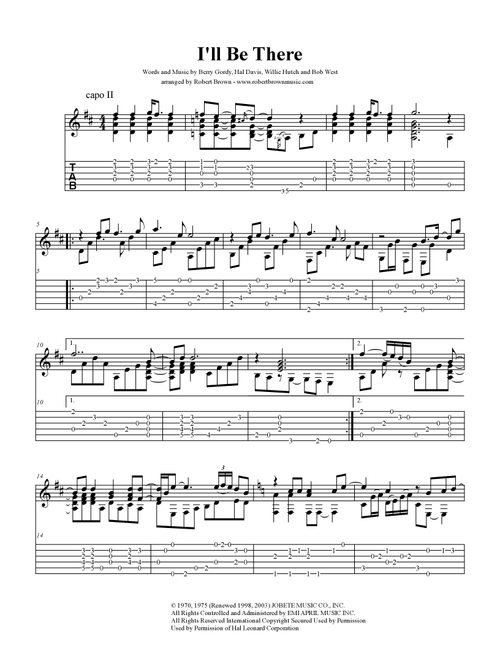I'll Be There (Arr. Robert Brown) - The Jackson 5 (Guitar Tab)